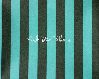Cotton quilting fabric pattern called 'Tent Stripe in Fern'. Part of the 'True Colors' fabric collection. Designed by Tula Pink for fabric company Free Spirit Fabrics. SKU: PWTP069.FERN. 44-45 inch width.