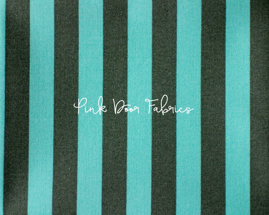 Cotton quilting fabric pattern called 'Tent Stripe in Fern'. Part of the 'True Colors' fabric collection. Designed by Tula Pink for fabric company Free Spirit Fabrics. SKU: PWTP069.FERN. 44-45 inch width.