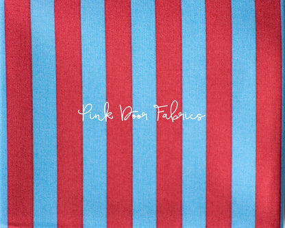 Cotton quilting fabric pattern called 'Tent Stripe in Lupine'. Part of the 'True Colors' fabric collection. Designed by Tula Pink for fabric company Free Spirit Fabrics. SKU: PWTP069.LUPINE. 44-45 inch width.