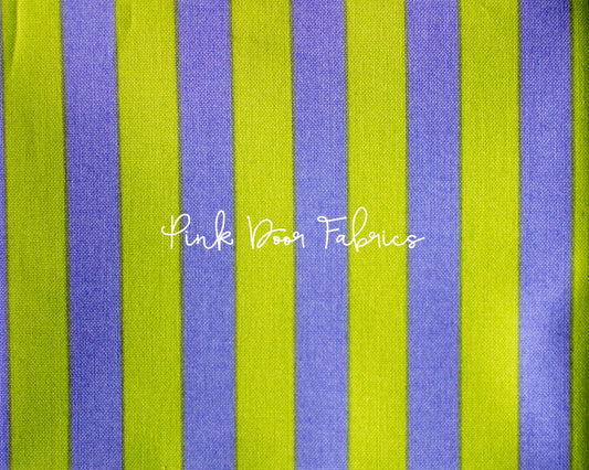 Cotton quilting fabric pattern called 'Tent Stripe in Orchid'. Part of the 'True Colors' fabric collection. Designed by Tula Pink for fabric company Free Spirit Fabrics. SKU: PWTP069.ORCHID. 44-45 inch width.