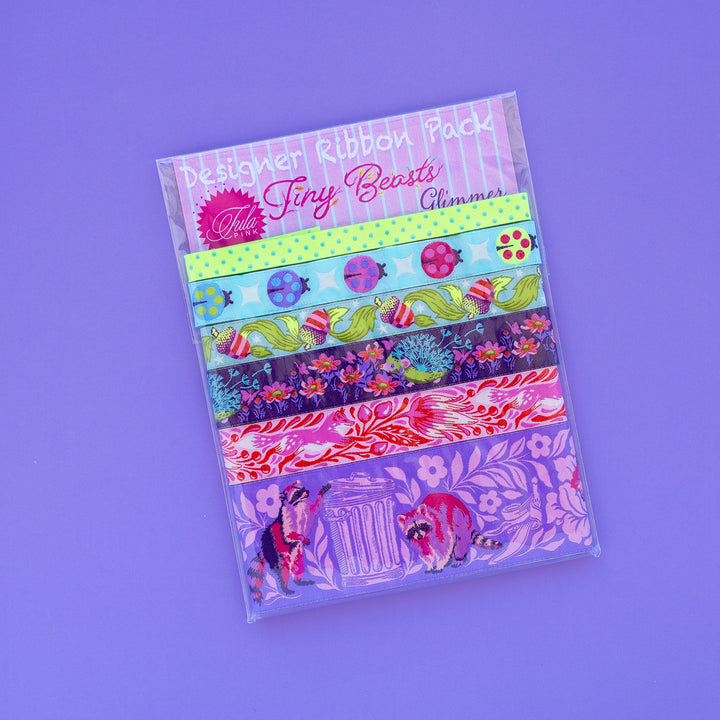 Renaissance Ribbons - Tula Pink Tiny Beasts in Glimmer - Designer Ribbon Pack - DP-100 Glimmer