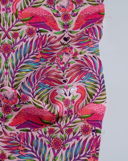Cotton quilting fabric pattern called 'Pretty in Pink in Dragonfruit'. Part of the 'Daydreamer' fabric collection. Designed by Tula Pink for fabric company Free Spirit Fabrics. SKU: PWTP169.DRAGONFRUIT. 44-45 inch width.