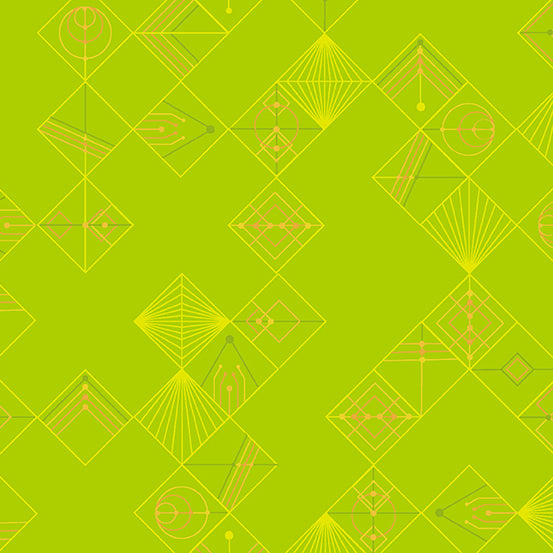 Deco Glo II - Tiles in Lime - CS-788-G - Half Yard