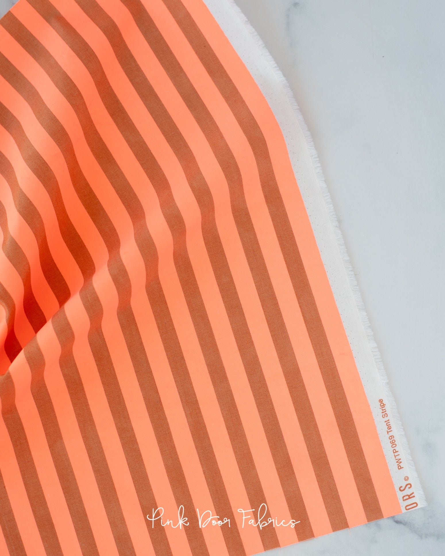 Cotton quilting fabric pattern called 'Tent Stripe in Lunar'. Part of the '2023 True Colors' fabric collection. Designed by Tula Pink for fabric company Free Spirit Fabrics. SKU: PWTP069.LUNAR. 44-45 inch width.