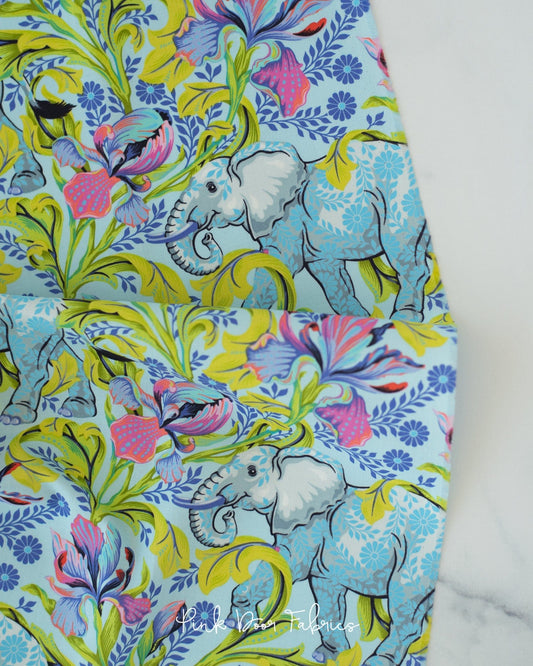 Cotton quilting fabric pattern called 'All Ears in Aura'. Part of the 'Everglow' fabric collection. Designed by Tula Pink for fabric company Free Spirit Fabrics. SKU: PWTP202.AURA. 44-45 inch width.