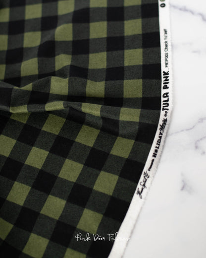 Holiday Homies Flannel - Check Yo'self in Pine Fresh - Tula Pink for Free Spirit - FNTP002.PINEF - Half Yard