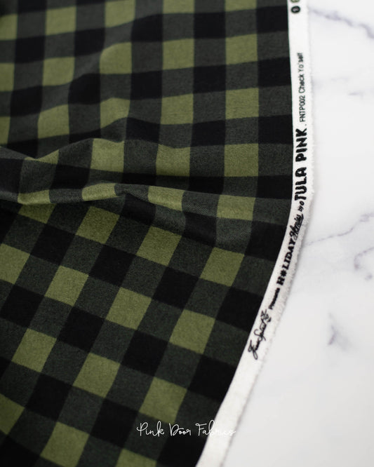 Holiday Homies Flannel - Check Yo'self in Pine Fresh - Tula Pink for Free Spirit - FNTP002.PINEF - Half Yard