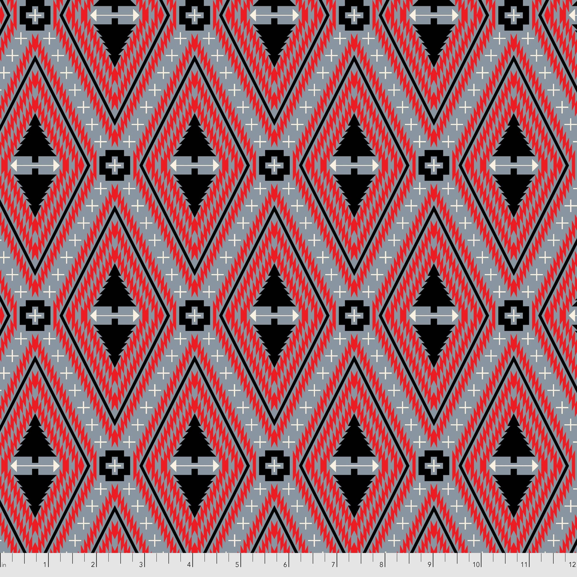 Holiday Homies Flannel - Family Tree in Blue Spruce - Tula Pink for Free Spirit - FNTP004.BLUES - Half Yard