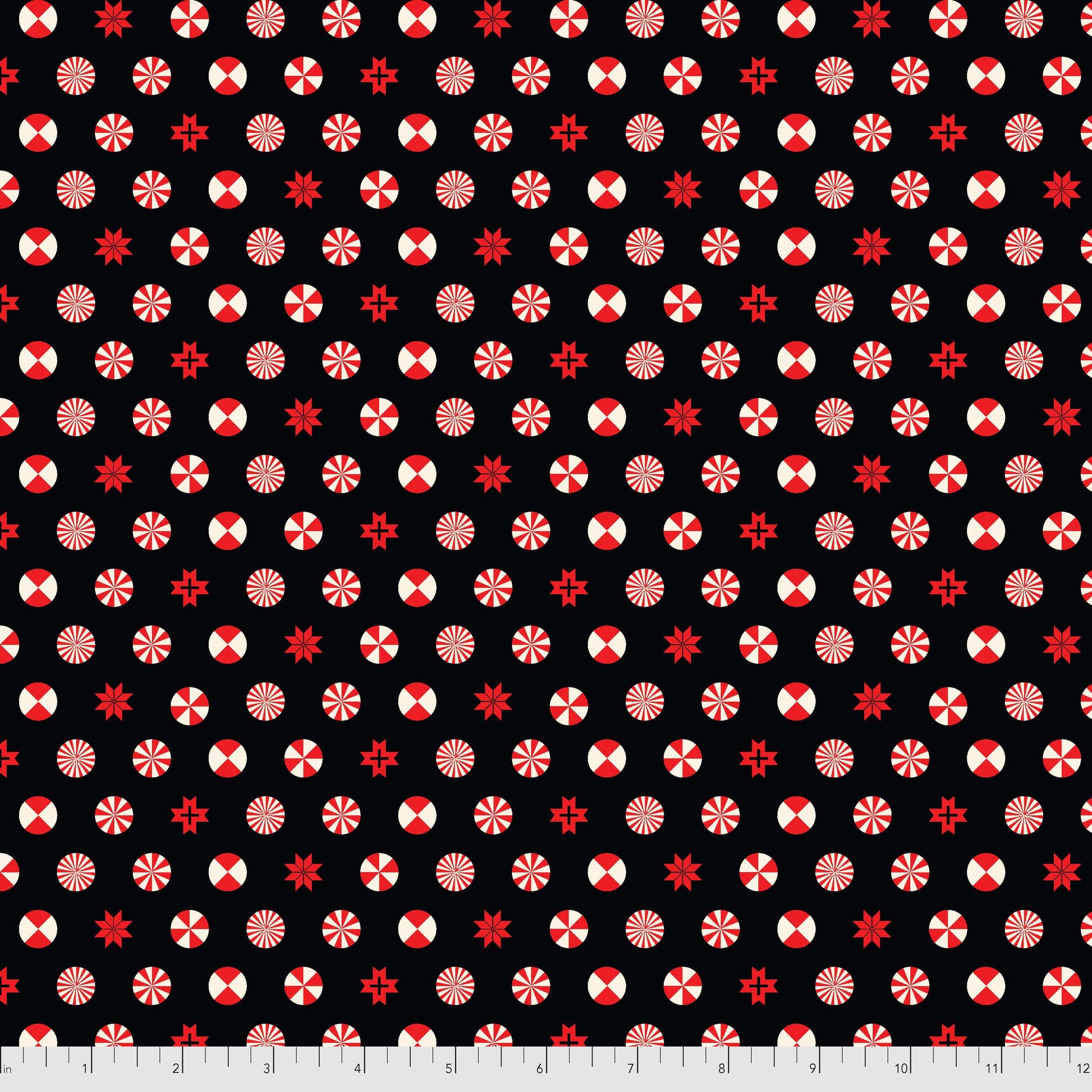 Holiday Homies Flannel - Peppermint Stars in Ink - Tula Pink for Free Spirit - FNTP005.INKXX - Half Yard