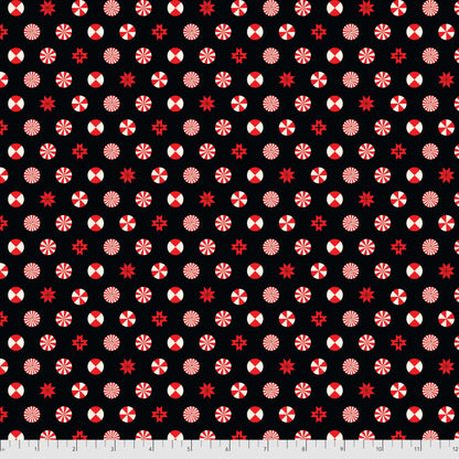 Holiday Homies Flannel - Peppermint Stars in Ink - Tula Pink for Free Spirit - FNTP005.INKXX - Half Yard