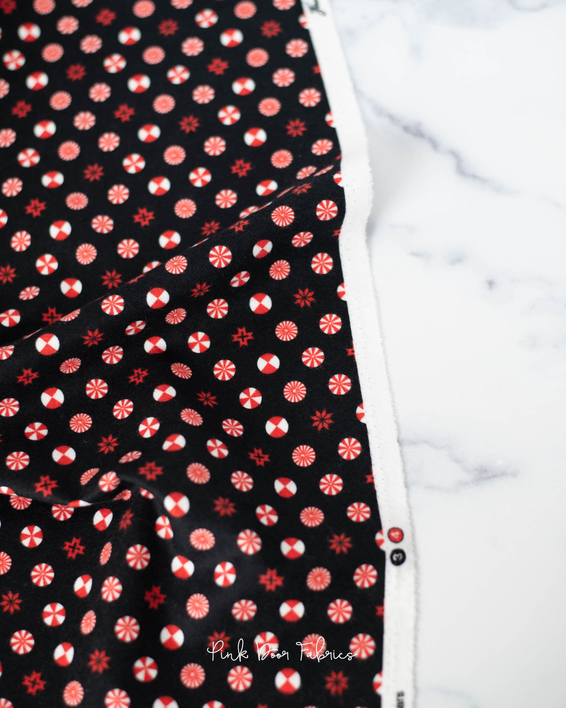 Holiday Homies Flannel - Peppermint Stars in Ink - Tula Pink for Free Spirit - FNTP005.INKXX - Half Yard