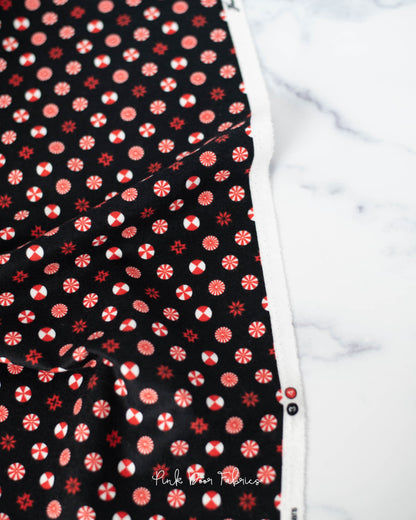 Holiday Homies Flannel - Peppermint Stars in Ink - Tula Pink for Free Spirit - FNTP005.INKXX - Half Yard