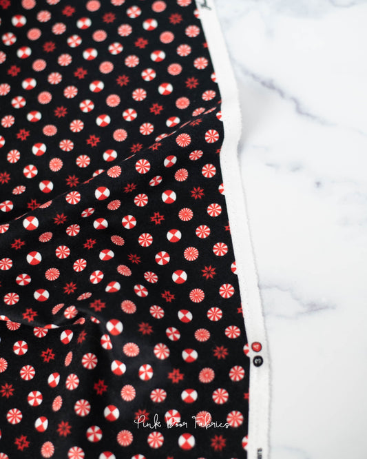 Holiday Homies Flannel - Peppermint Stars in Ink - Tula Pink for Free Spirit - FNTP005.INKXX - Half Yard