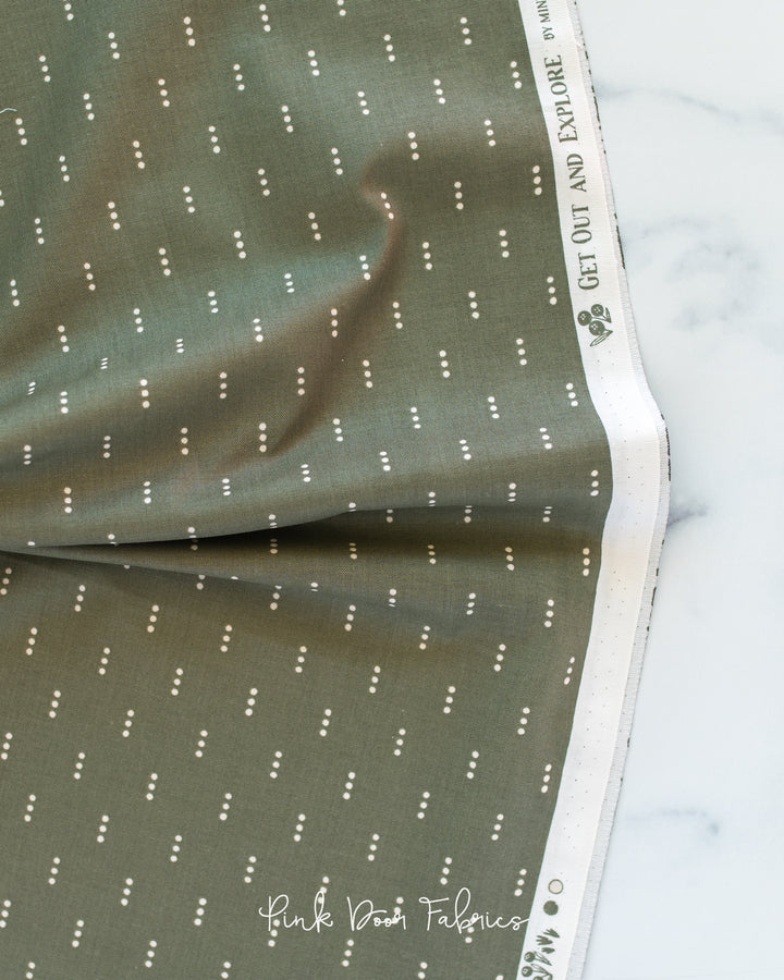 Get Out and Explore - Three Dots in Olive - Mint Tulip for Cotton + Steel - MT103-OL3 - Half Yard