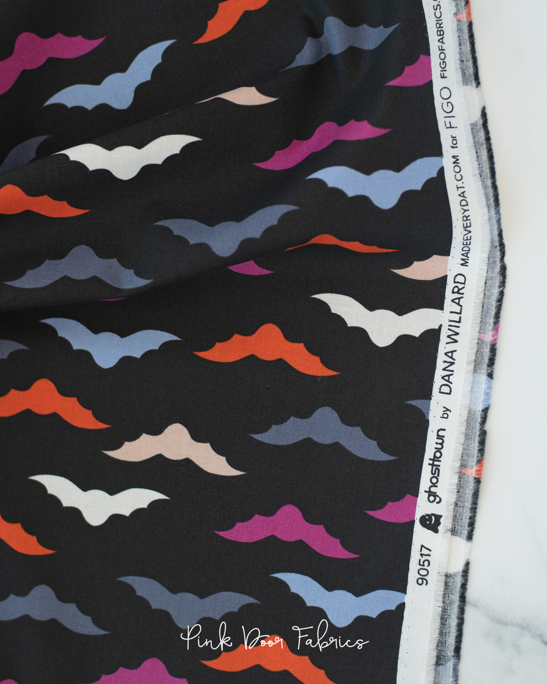 GhostTown - Bats in Black - Figo Fabrics - 90517-99 - Half Yard