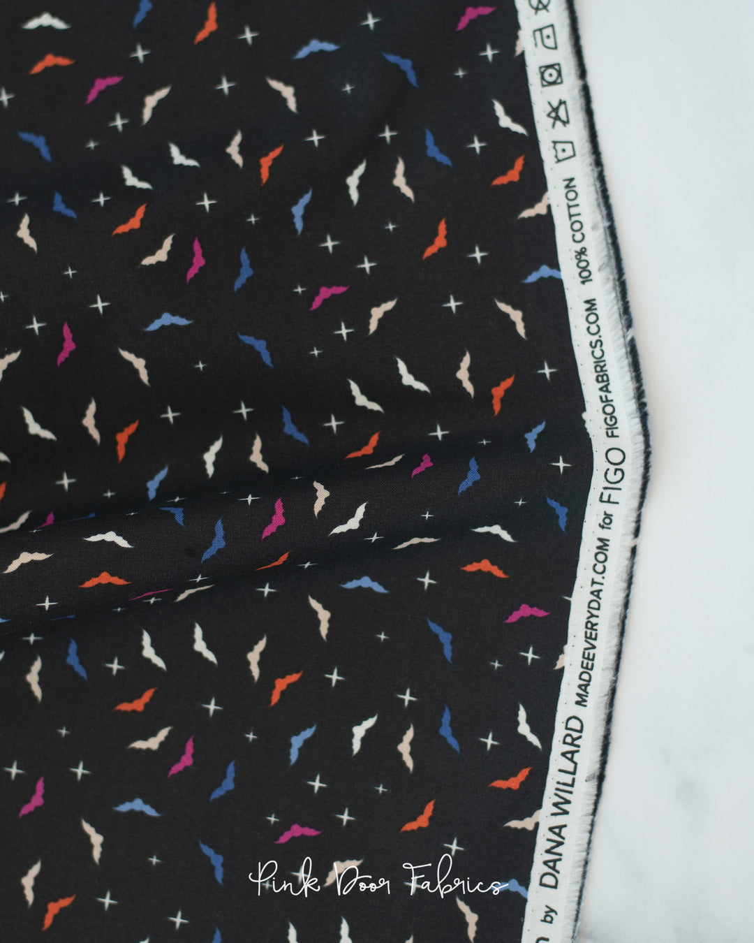 GhostTown - Ditsy Bats in Black - Figo Fabrics - 90518-99 - Half Yard