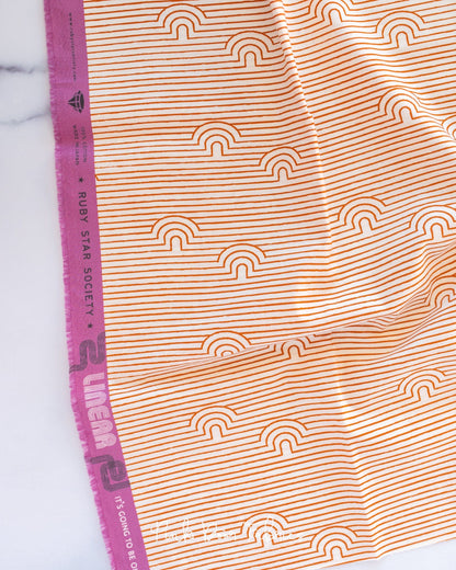 Cotton quilting fabric pattern called 'Caves in Saddle'. Part of the 'Linear' fabric collection. Designed by Rashida Coleman Hale for fabric company Moda Fabrics. SKU: RS1053 15. 44-45 inch width.