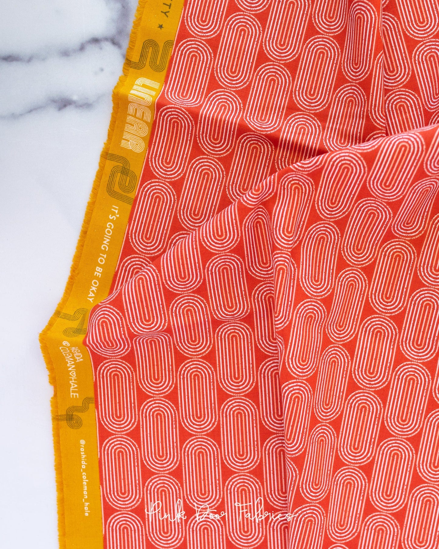 Cotton quilting fabric pattern called 'Capture in Cayenne'. Part of the 'Linear' fabric collection. Designed by Rashida Coleman Hale for fabric company Moda Fabrics. SKU: RS1051 12. 44-45 inch width.