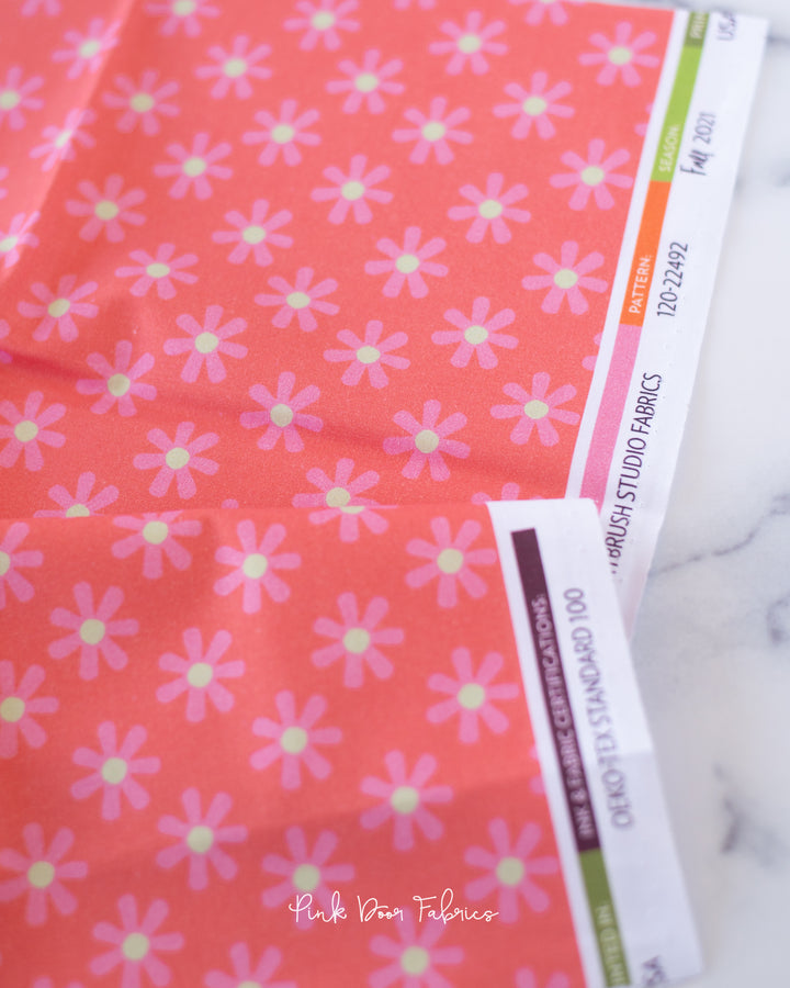 Cotton quilting fabric pattern called 'Flowers'. Part of the '9 to 5' fabric collection. Designed by Lisa Flowers for fabric company Paintbrush Studio Fabrics. SKU: 120-22492. 44-45 inch width.