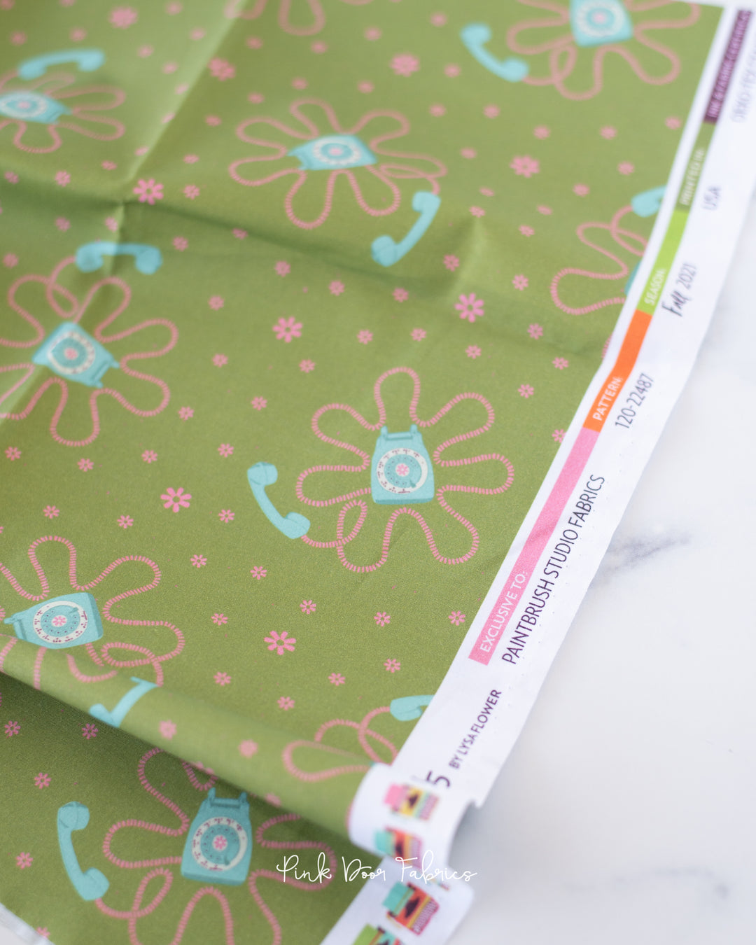 9 to 5 - Phone Cord - Lisa Flowers for PBS Fabrics - 120-22487 - Half Yard