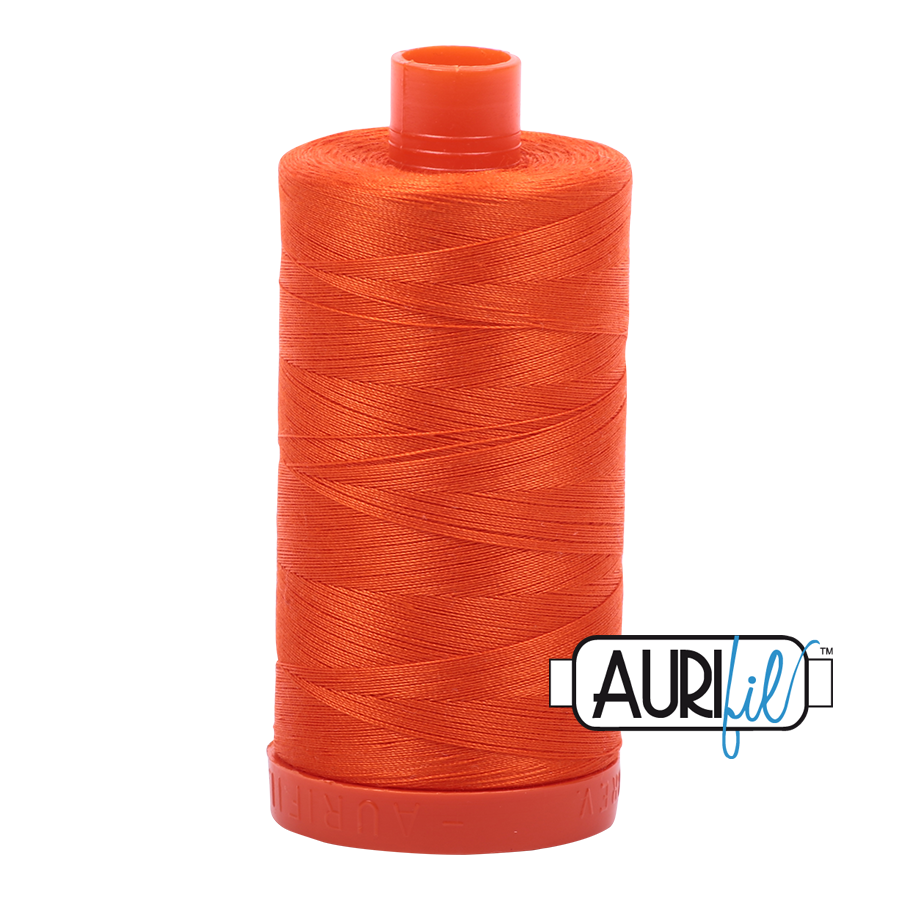 Aurifil Cotton Mako Thread - 50wt - 1300m Spool - Neon Orange - MK50SC6 1104