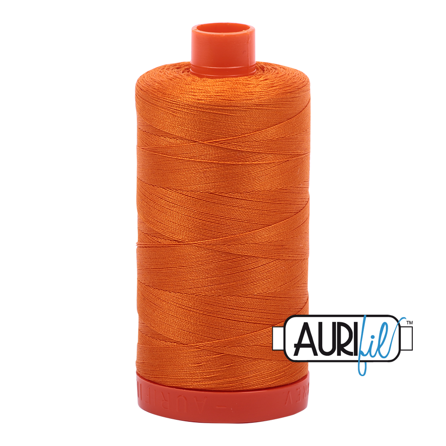 Aurifil Cotton Mako Thread - 50wt - 1300m Spool - Bright Orange - MK50SC6 1133