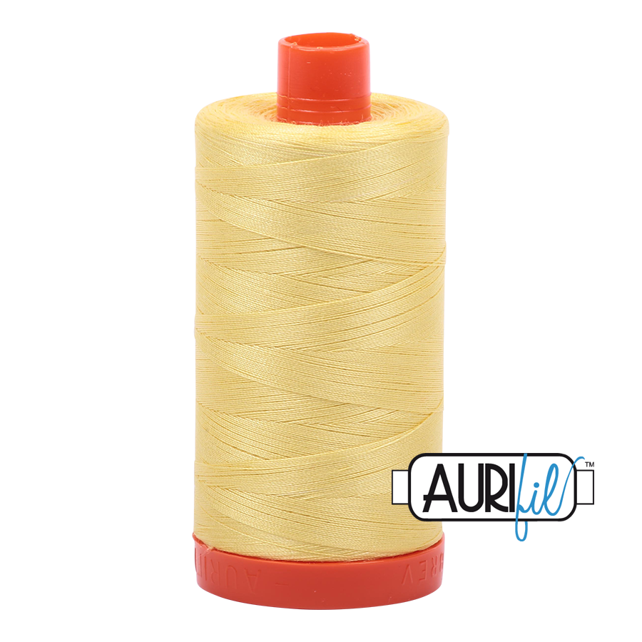 Aurifil Cotton Mako Thread - 50wt - 1300m Spool - Lemon - MK50SC6 2115