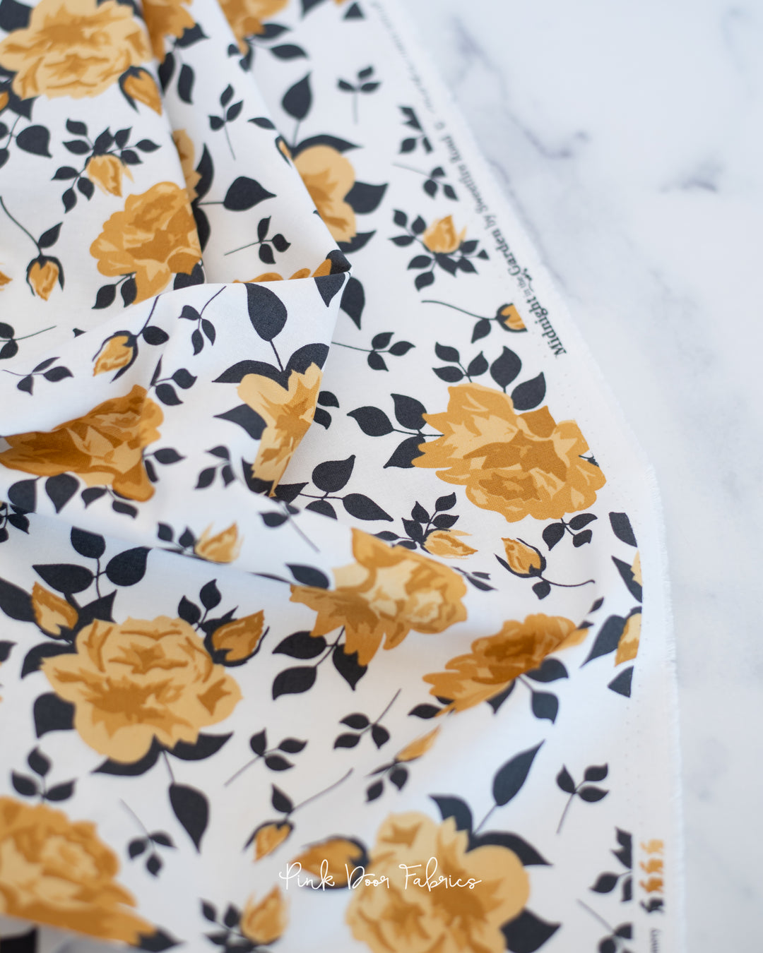 Cotton quilting fabric pattern called 'Vintage Roses in Mist'. Part of the 'Midnight in the Garden' fabric collection. Designed by Fancy That Design House & Co. for fabric company Moda Fabrics. SKU: 43120 11. 44-45 inch width.