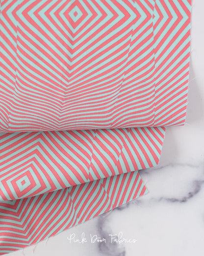 Cotton quilting fabric pattern called 'Lazy Stripe in Lunar'. Part of the 'Moon Garden' fabric collection. Designed by Tula Pink for fabric company Free Spirit Fabrics. SKU: PWTP022.LUNAR. 44-45 inch width.