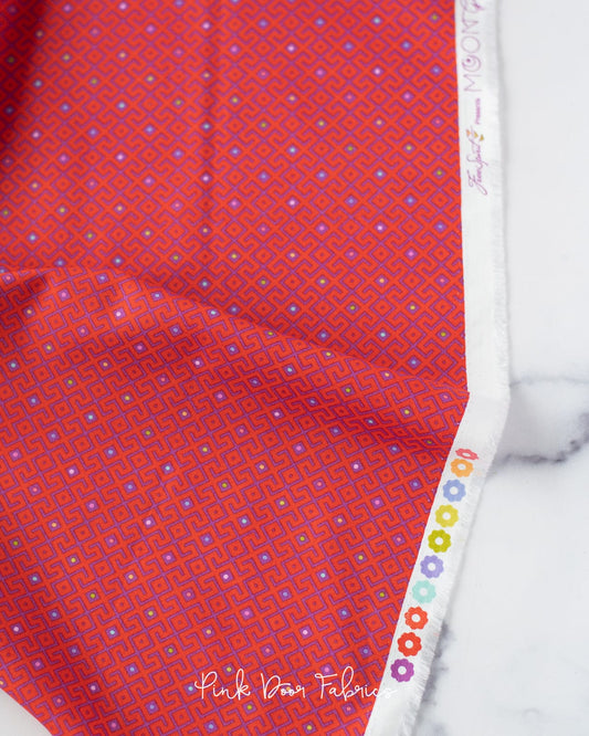 Cotton quilting fabric pattern called 'Baby Geo in Moonlight'. Part of the 'Moon Garden' fabric collection. Designed by Tula Pink for fabric company Free Spirit Fabrics. SKU: PWTP053.MOONLIGHT. 44-45 inch width.