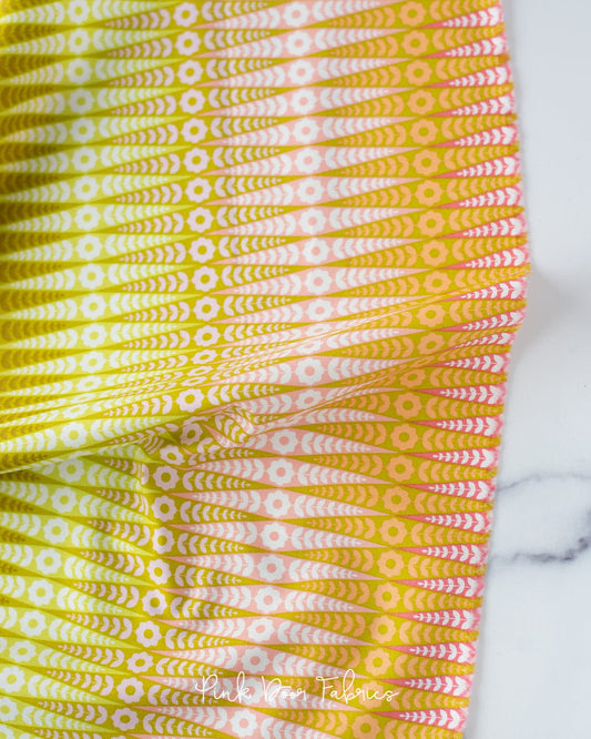 Cotton quilting fabric pattern called 'Oopsie Daisy in Dawn'. Part of the 'Moon Garden' fabric collection. Designed by Tula Pink for fabric company Free Spirit Fabrics. SKU: PWTP200.DAWN. 44-45 inch width.