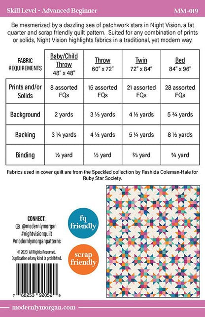 Night Vision - Modernly Morgan - Quilt Pattern - Paper Pattern