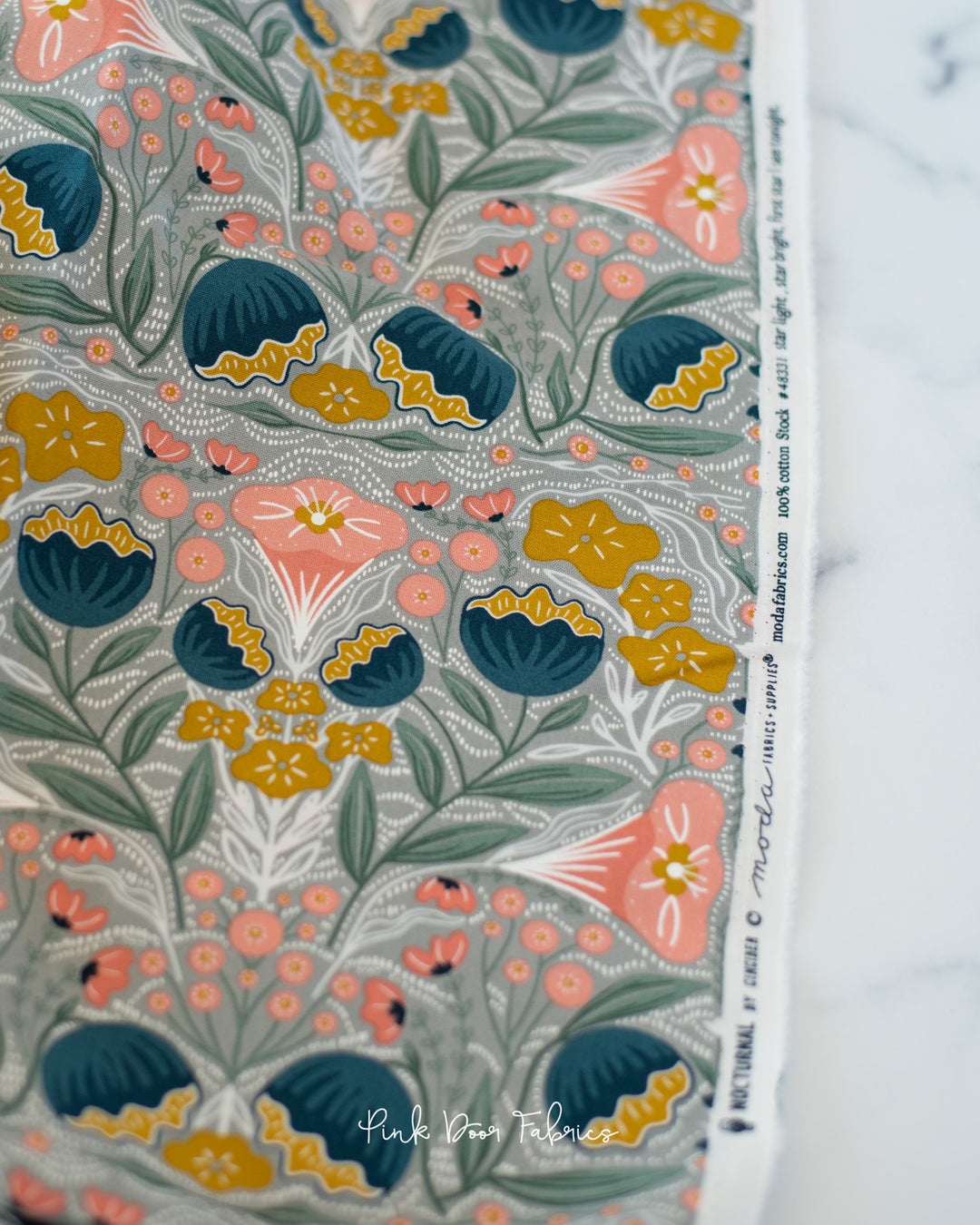Nocturnal - Night Flowers in Raincloud - Gingiber for Moda Fabrics - 48331 20 - Half Yard