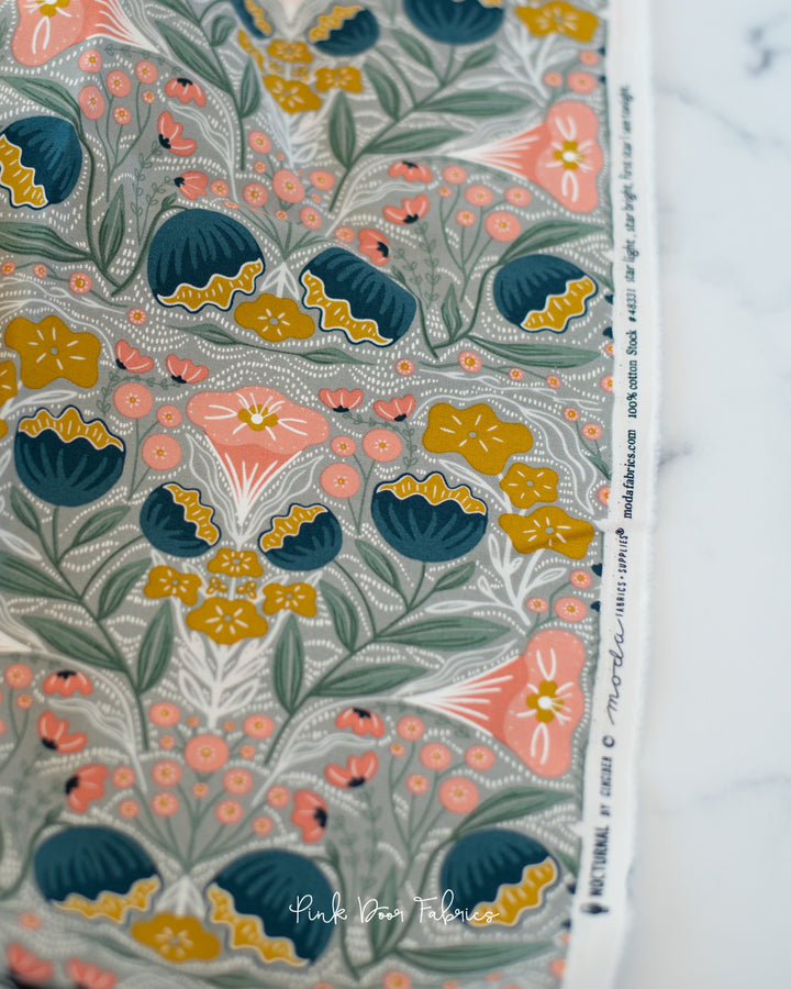 Nocturnal - Night Flowers in Raincloud - Gingiber for Moda Fabrics - 48331 20 - Half Yard