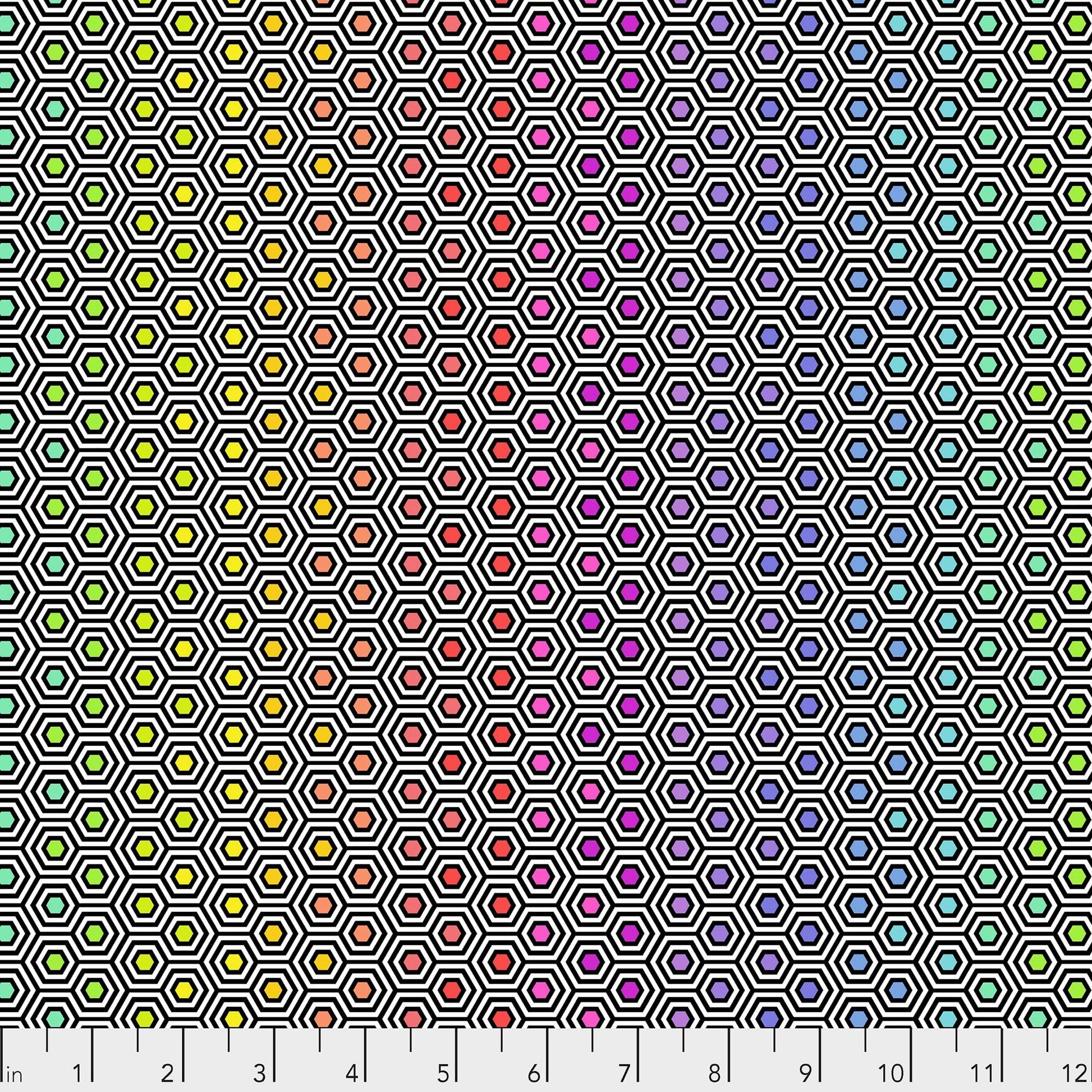 Linework - Hexy Rainbow in Ink - Tula Pink for Free Spirit - PWTP151.INK - Half Yard