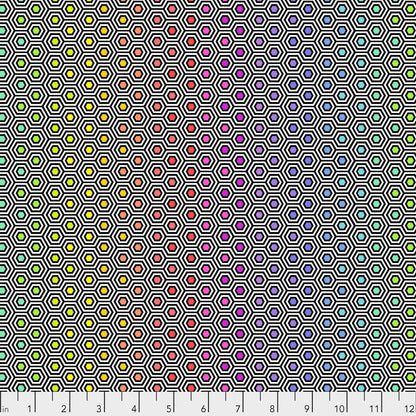 Linework - Hexy Rainbow in Ink - Tula Pink for Free Spirit - PWTP151.INK - Half Yard