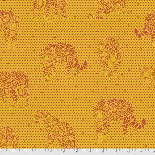 Daydreamer - Lil' Jaguars in Papaya - Tula Pink for Free Spirit - PWTP174.PAPAY - Half Yard
