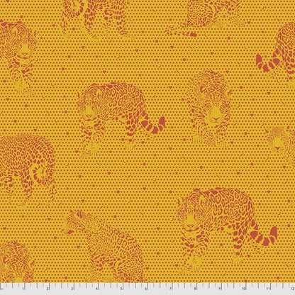 Daydreamer - Lil' Jaguars in Papaya - Tula Pink for Free Spirit - PWTP174.PAPAY - Half Yard