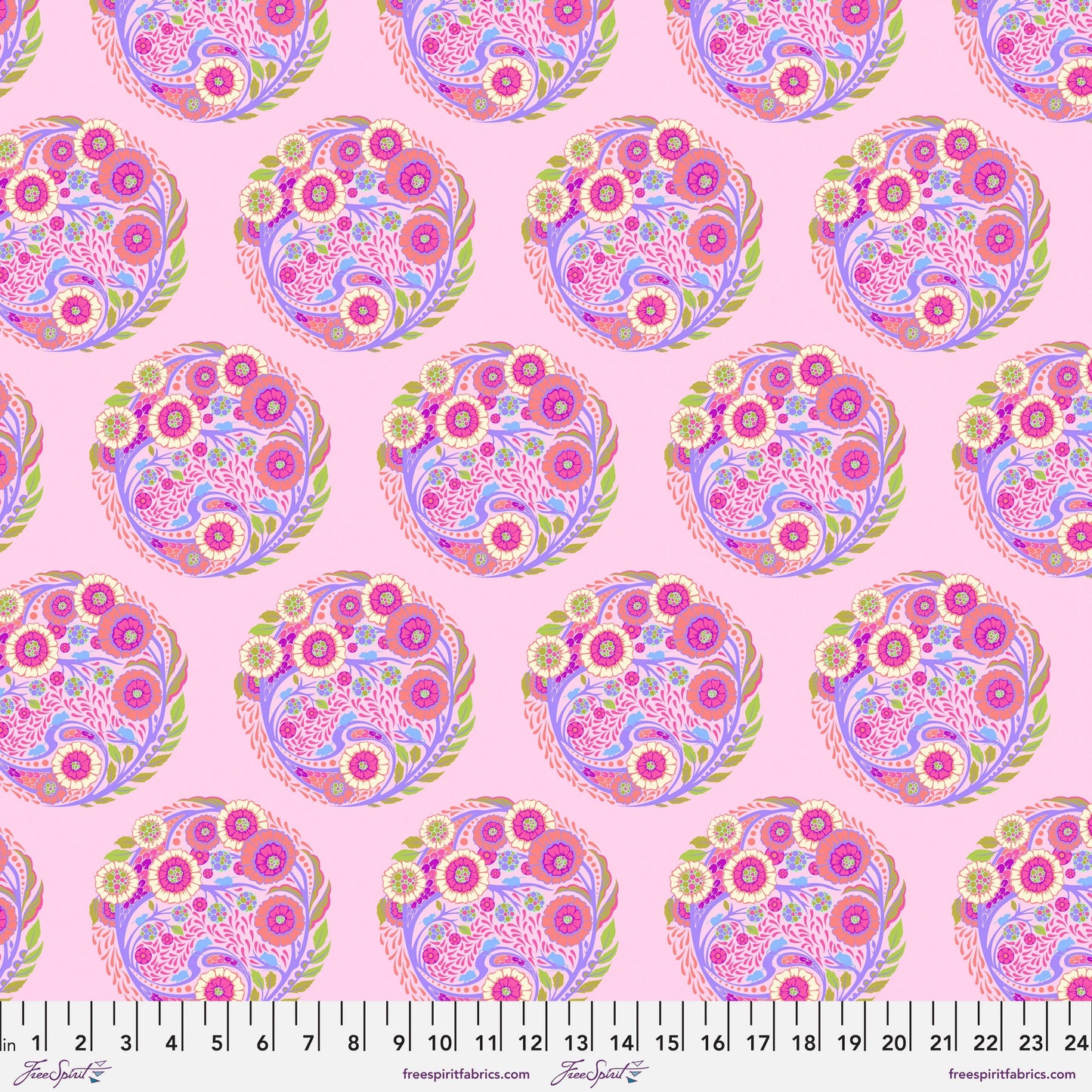 Cotton quilting fabric pattern called 'Topiary in Strawberry'. Part of the 'Parisville {Deja Vu}' fabric collection. Designed by Tula Pink for fabric company Free Spirit Fabrics. SKU: PWTP188.STRAWBERRY. 44-45 inch width.