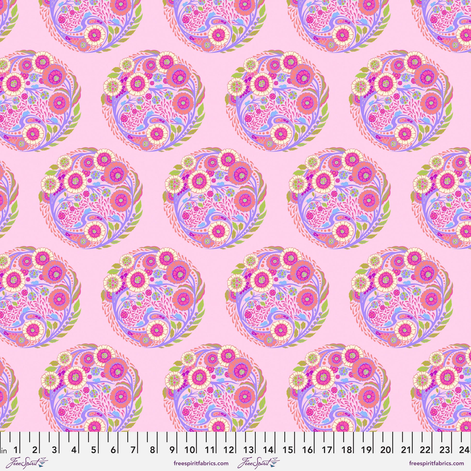 Cotton quilting fabric pattern called 'Topiary in Strawberry'. Part of the 'Parisville {Deja Vu}' fabric collection. Designed by Tula Pink for fabric company Free Spirit Fabrics. SKU: PWTP188.STRAWBERRY. 44-45 inch width.