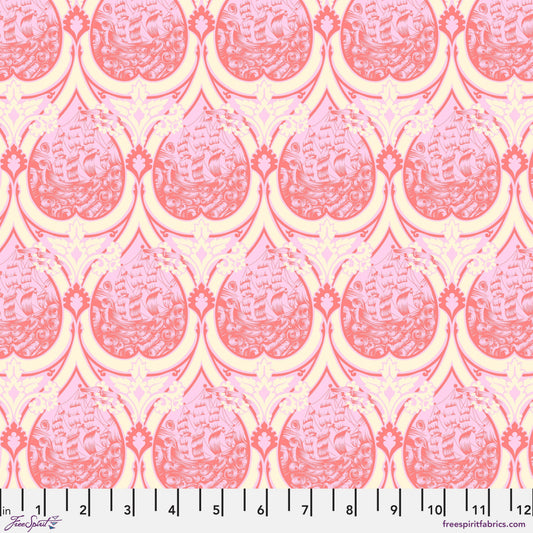 Cotton quilting fabric pattern called 'Sea of Tears in Melon'. Part of the 'Parisville {Deja Vu}' fabric collection. Designed by Tula Pink for fabric company Free Spirit Fabrics. SKU: PWTP191.MEON. 44-45 inch width.