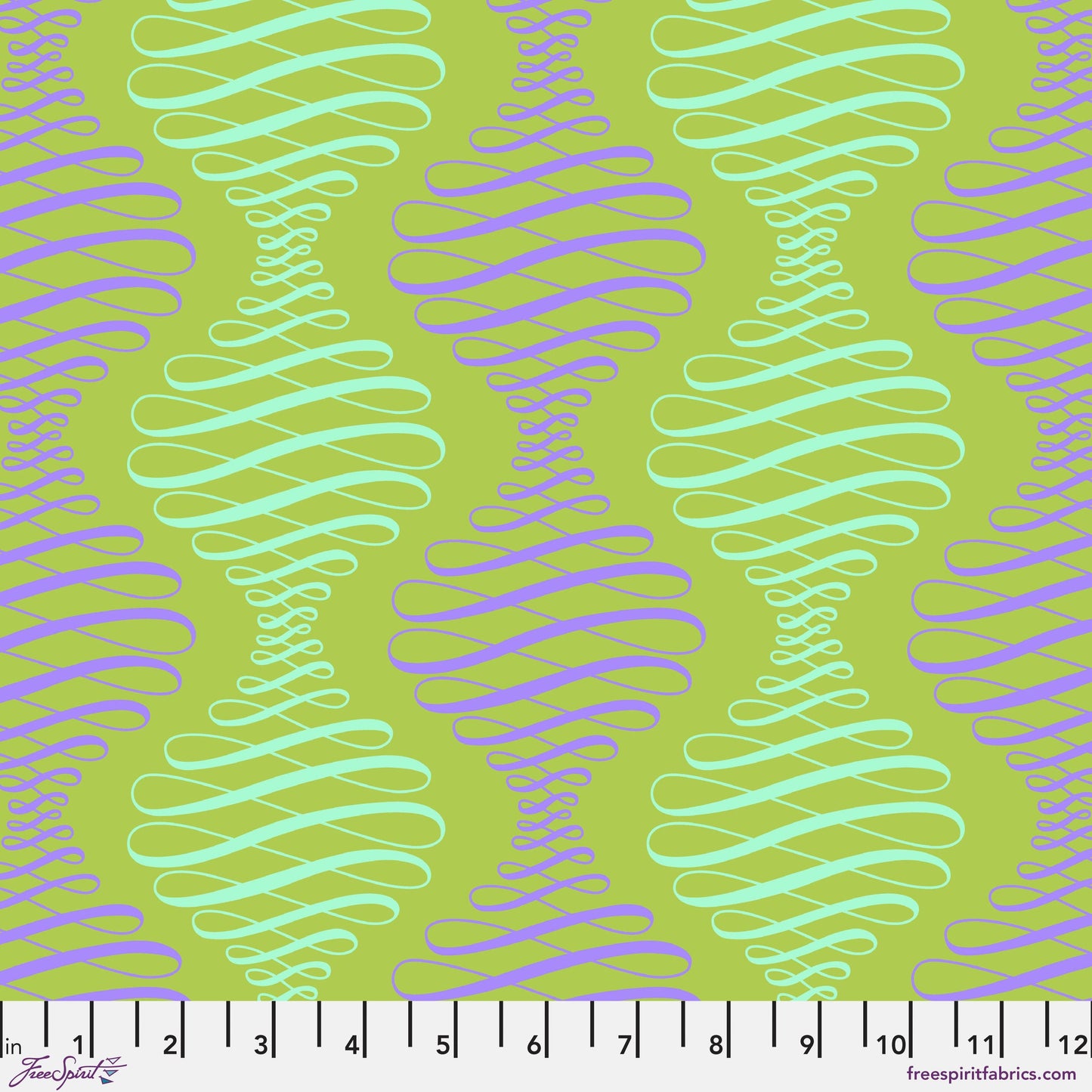 Cotton quilting fabric pattern called 'Spencer Stripe in Pistachio'. Part of the 'Parisville {Deja Vu}' fabric collection. Designed by Tula Pink for fabric company Free Spirit Fabrics. SKU: PWTP194.PISTACHIO. 44-45 inch width.
