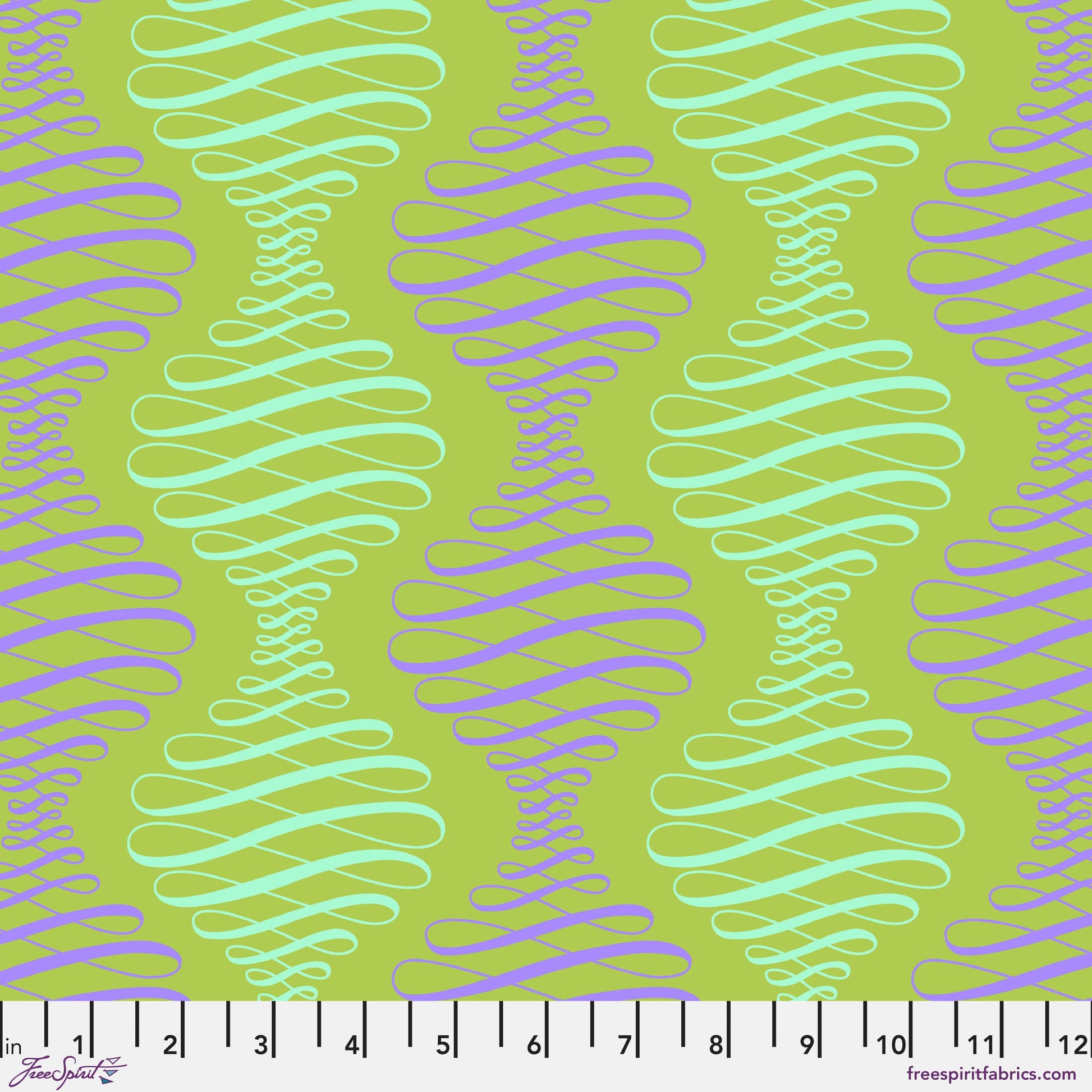 Cotton quilting fabric pattern called 'Spencer Stripe in Pistachio'. Part of the 'Parisville {Deja Vu}' fabric collection. Designed by Tula Pink for fabric company Free Spirit Fabrics. SKU: PWTP194.PISTACHIO. 44-45 inch width.