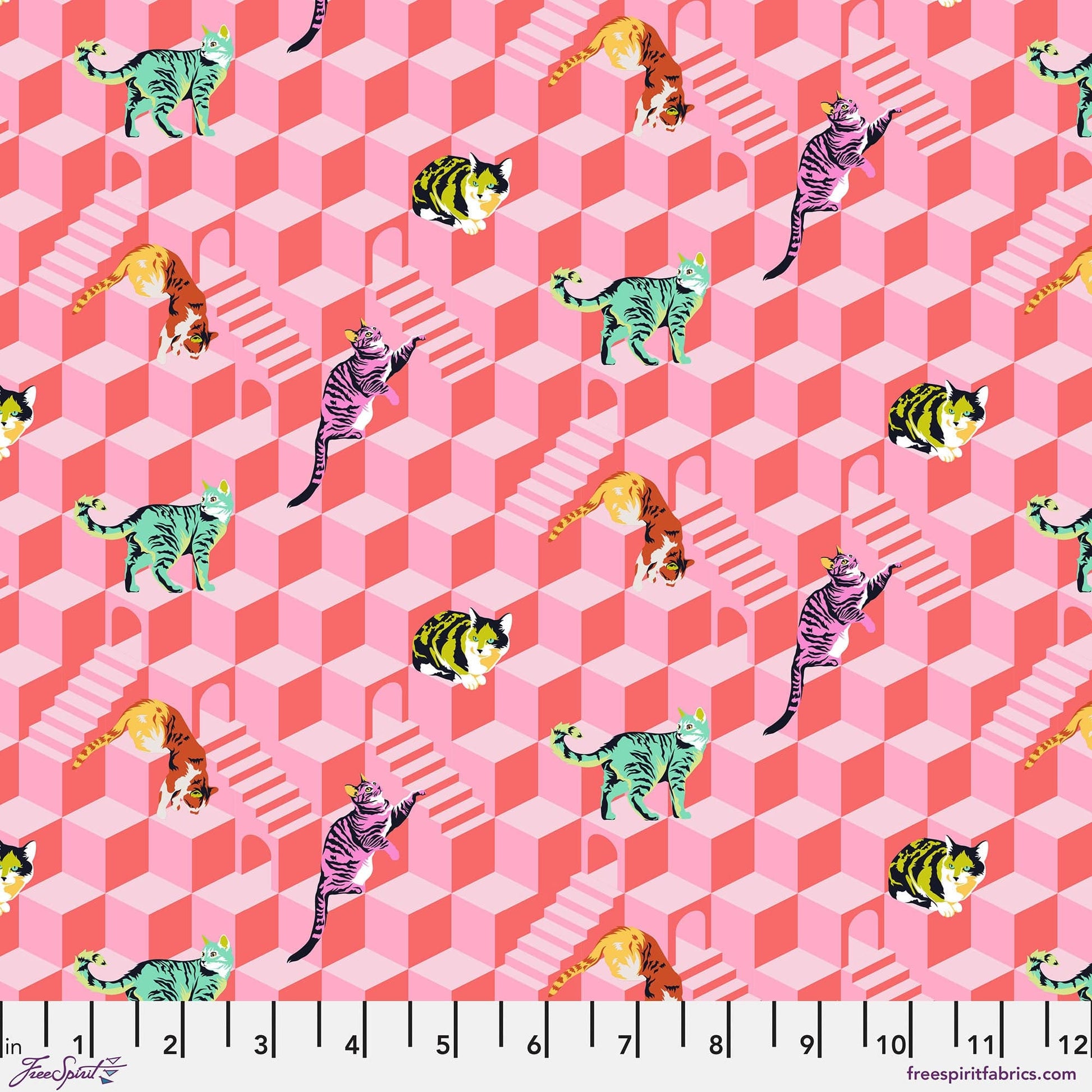 Cotton quilting fabric pattern called 'Sitting Pretty in Blossom'. Part of the 'Besties' fabric collection. Designed by Tula Pink for fabric company Free Spirit Fabrics. SKU: PWTP217.BLOSSOM. 44-45 inch width.