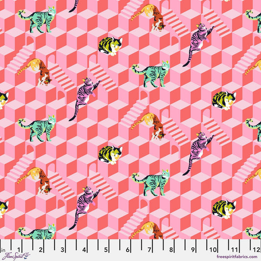Cotton quilting fabric pattern called 'Sitting Pretty in Blossom'. Part of the 'Besties' fabric collection. Designed by Tula Pink for fabric company Free Spirit Fabrics. SKU: PWTP217.BLOSSOM. 44-45 inch width.
