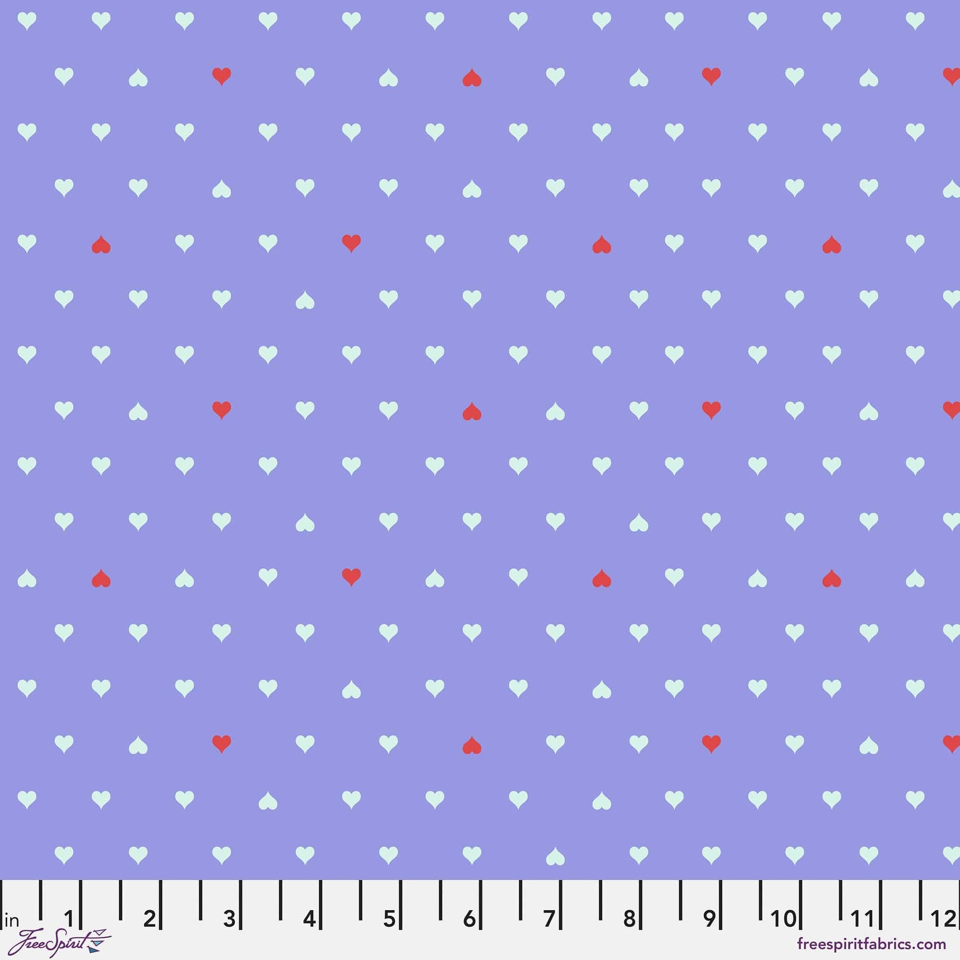 Cotton quilting fabric pattern called 'Unconditional Love in Bluebell'. Part of the 'Besties' fabric collection. Designed by Tula Pink for fabric company Free Spirit Fabrics. SKU: PWTP221.BLUEBELL. 44-45 inch width.