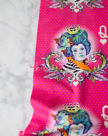 Cotton quilting fabric pattern called 'The Red Queen in Daydream'. Part of the 'Curiouser & Curiouser' fabric collection. Designed by Tula Pink for fabric company Free Spirit Fabrics. SKU: PWTP160.DAYDREAM. 44-45 inch width.