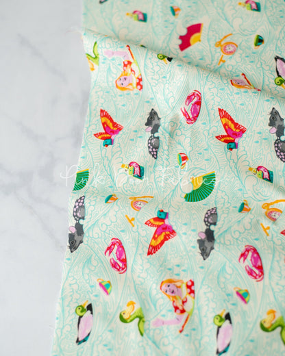 Cotton quilting fabric pattern called 'Sea of Tears in Wonder'. Part of the 'Curiouser & Curiouser' fabric collection. Designed by Tula Pink for fabric company Free Spirit Fabrics. SKU: PWTP162.WONDER. 44-45 inch width.