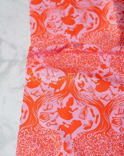 Cotton quilting fabric pattern called 'Down the Rabbit Hole in Wonder'. Part of the 'Curiouser & Curiouser' fabric collection. Designed by Tula Pink for fabric company Free Spirit Fabrics. SKU: PWTP166.WONDER. 44-45 inch width.