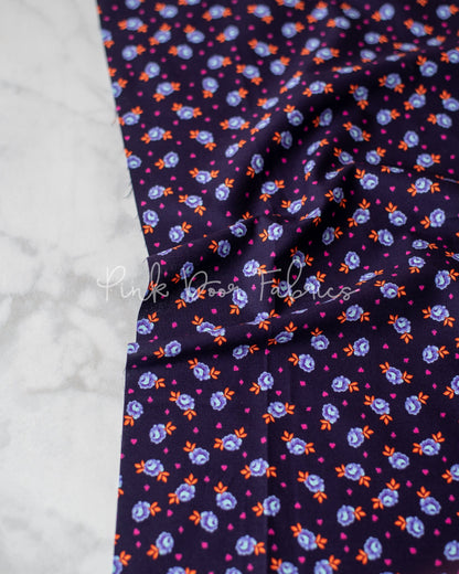 Cotton quilting fabric pattern called 'Baby Buds in Daydream'. Part of the 'Curiouser & Curiouser' fabric collection. Designed by Tula Pink for fabric company Free Spirit Fabrics. SKU: PWTP167.DAYDREAM. 44-45 inch width.